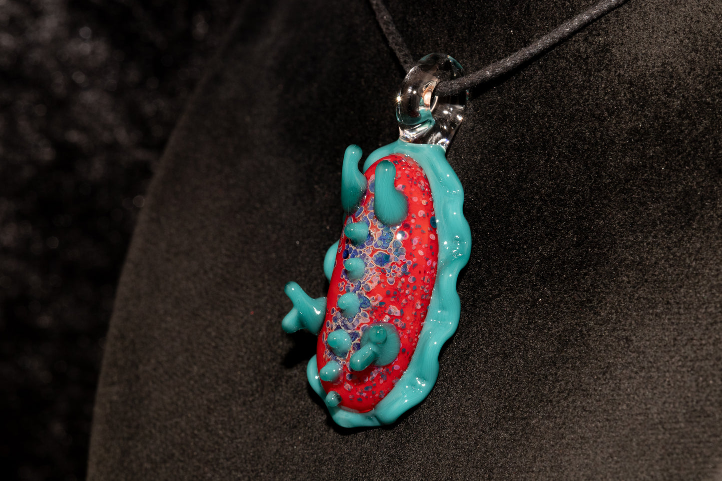 Handblown Nudibranch Glass Pendant | Ocean Inspired Sea Slug Necklace | Tide Pool Jewelry Art for Beach Lovers