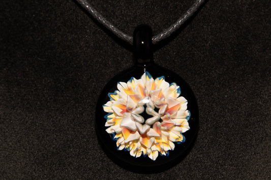 Artisan Glass Pendant | Dahlia Flower Jewelry Necklace | Handblown Statement Piece