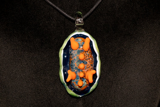 Handblown Nudibranch Glass Pendant | Ocean Inspired Sea Slug Necklace | Tide Pool Jewelry Art for Beach Lovers