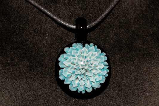 Dahlia Flower Glass Pendant Handmade Necklace Artisan Jewelry Collector Art Gift