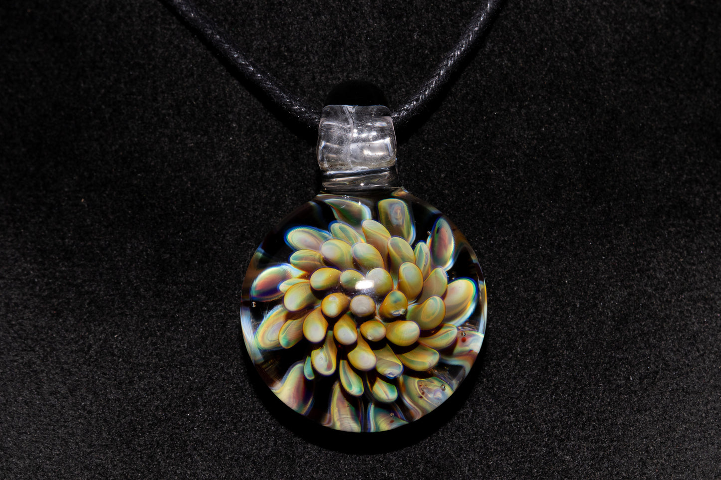 Floral Nebula Glass Pendant | Space Sea Anemone Jewelry | Artisan Handmade Necklace | Colorful Glass Art