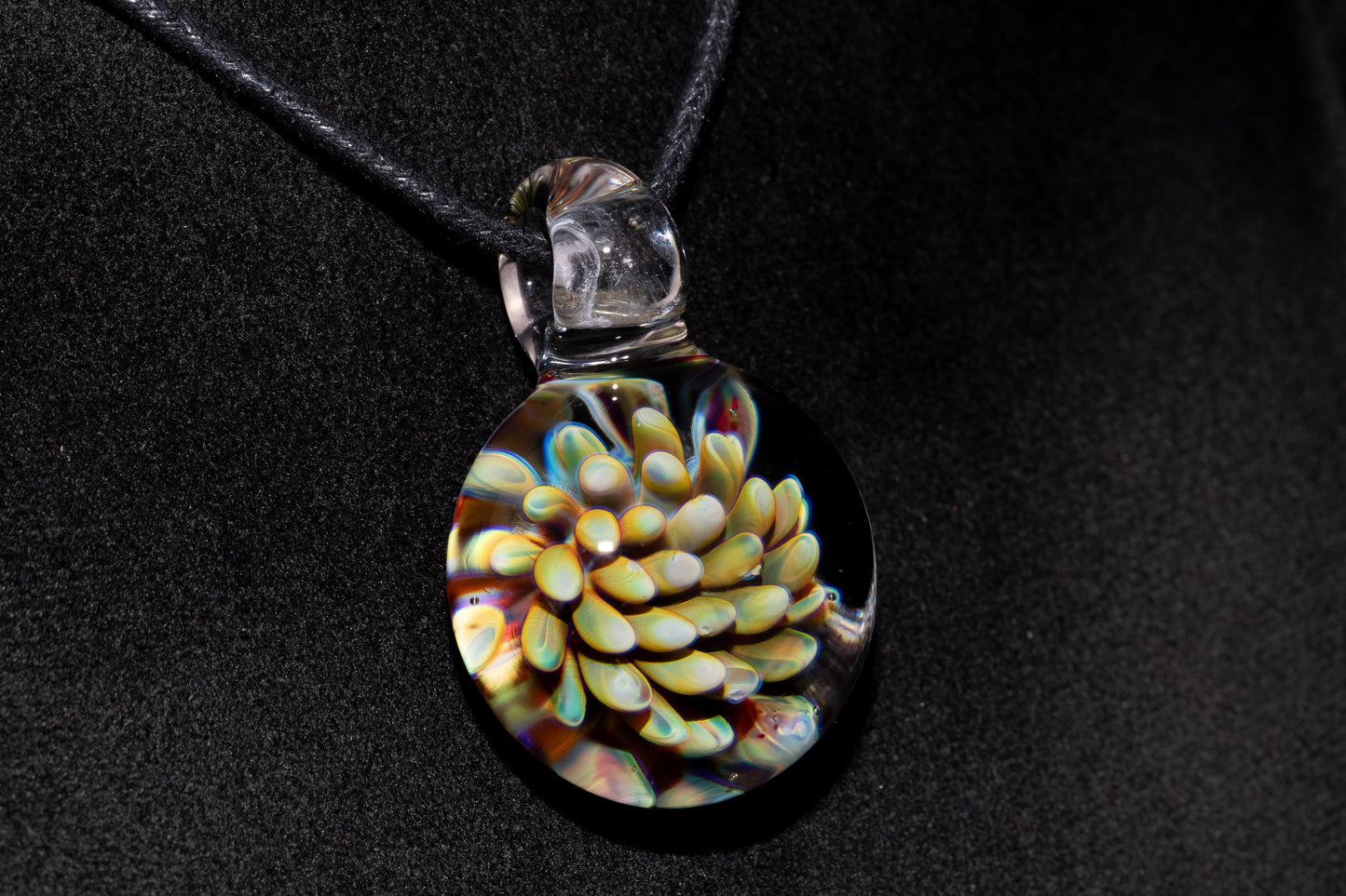 Floral Nebula Glass Pendant | Space Sea Anemone Jewelry | Artisan Handmade Necklace | Colorful Glass Art