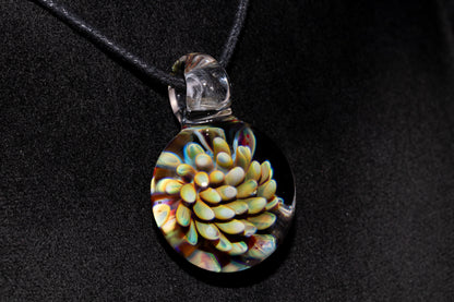 Floral Nebula Glass Pendant | Space Sea Anemone Jewelry | Artisan Handmade Necklace | Colorful Glass Art