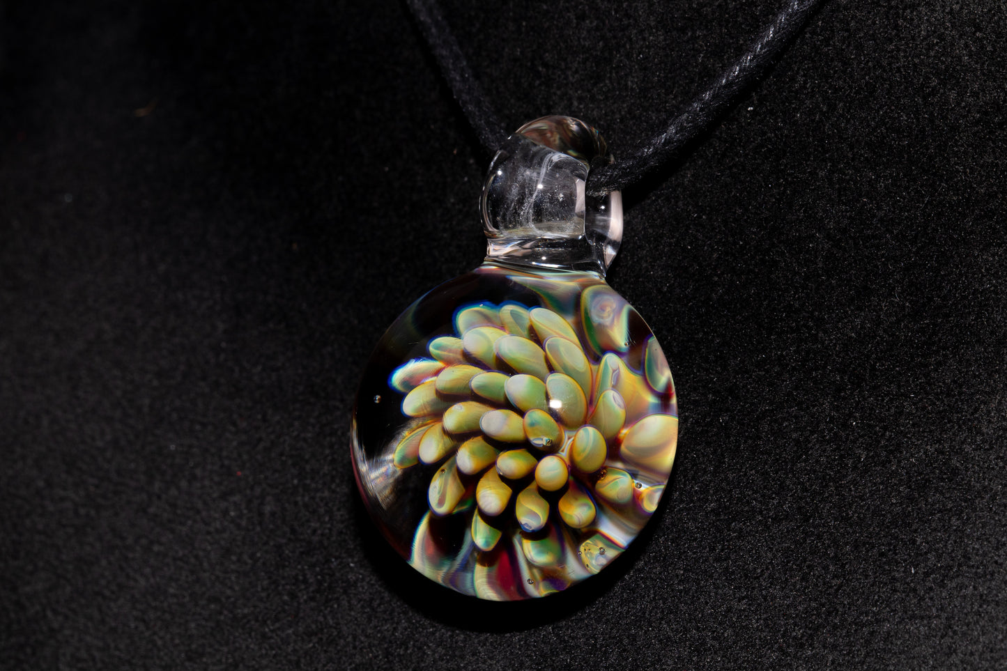 Floral Nebula Glass Pendant | Space Sea Anemone Jewelry | Artisan Handmade Necklace | Colorful Glass Art