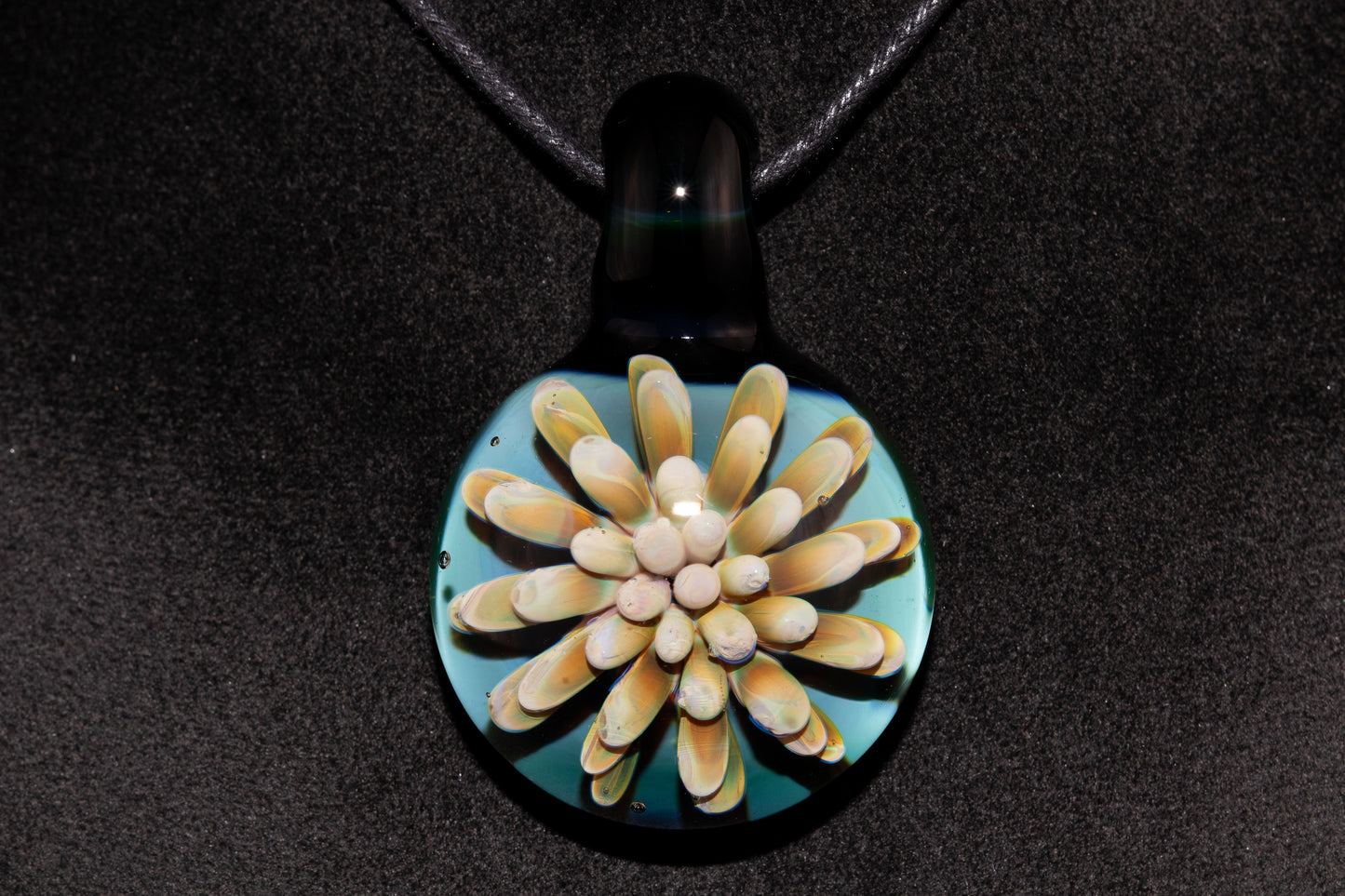 Floral Nebula Glass Pendant | Space Sea Anemone Jewelry | Artisan Handmade Necklace | Colorful Glass Art