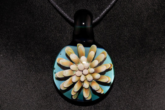 Floral Nebula Glass Pendant | Space Sea Anemone Jewelry | Artisan Handmade Necklace | Colorful Glass Art