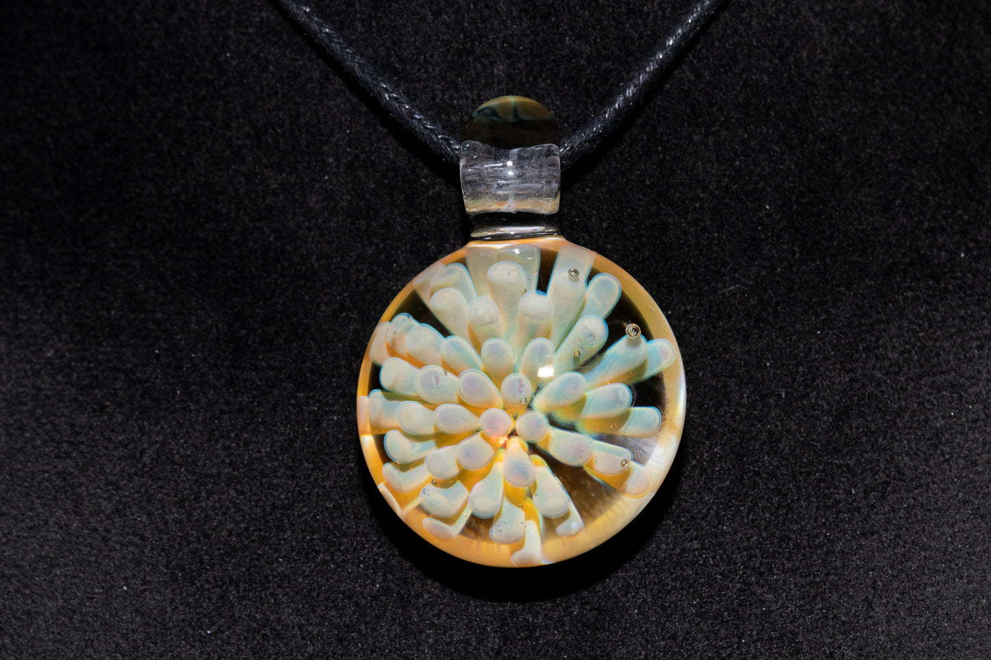 Floral Nebula Glass Pendant | Space Sea Anemone Jewelry | Artisan Handmade Necklace | Colorful Glass Art