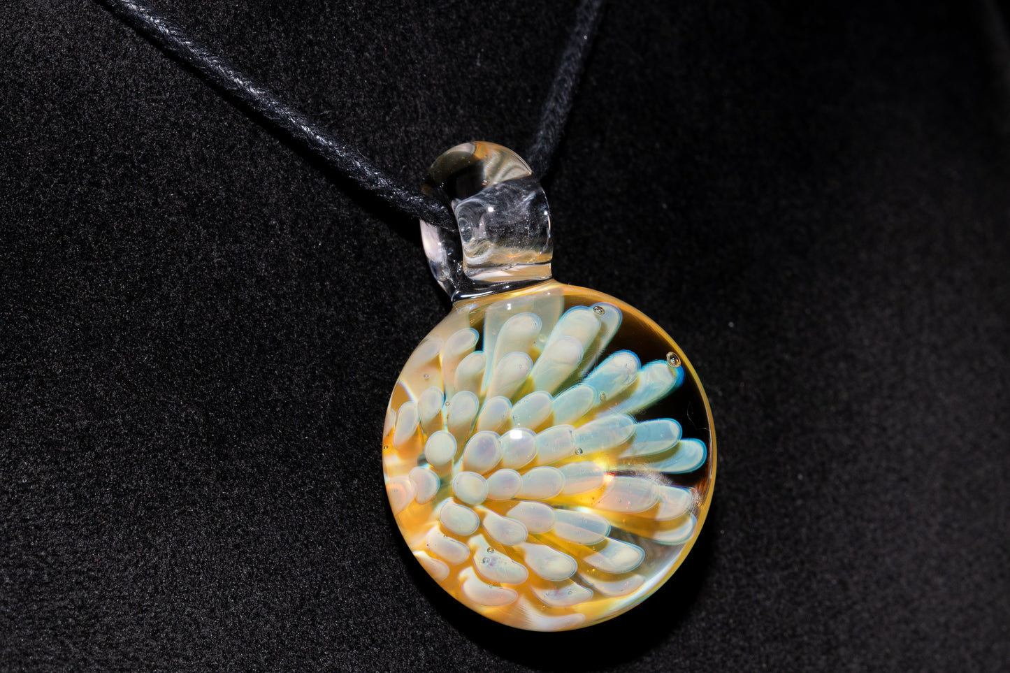 Floral Nebula Glass Pendant | Space Sea Anemone Jewelry | Artisan Handmade Necklace | Colorful Glass Art