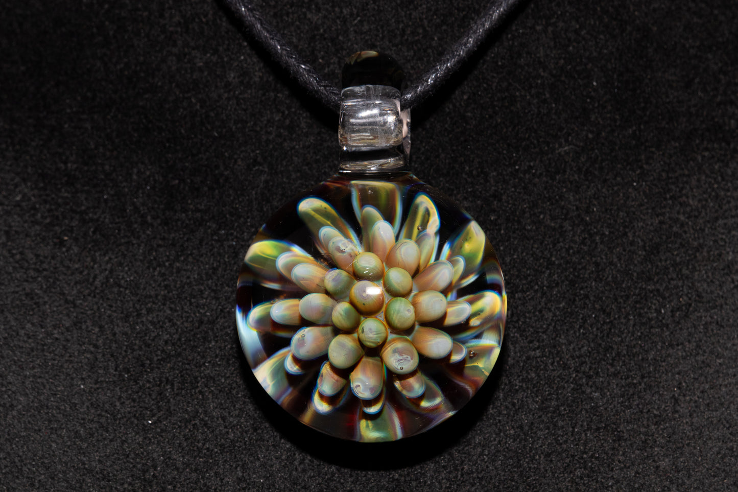Cosmic Dot Implosion Pendant | Galaxy Floral Glass Necklace | Sea Anemone Inspired Jewelry | Handcrafted Art Glass