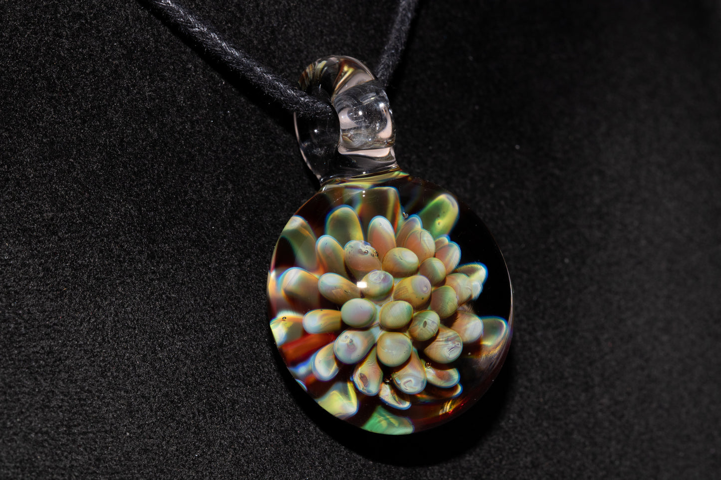 Cosmic Dot Implosion Pendant | Galaxy Floral Glass Necklace | Sea Anemone Inspired Jewelry | Handcrafted Art Glass
