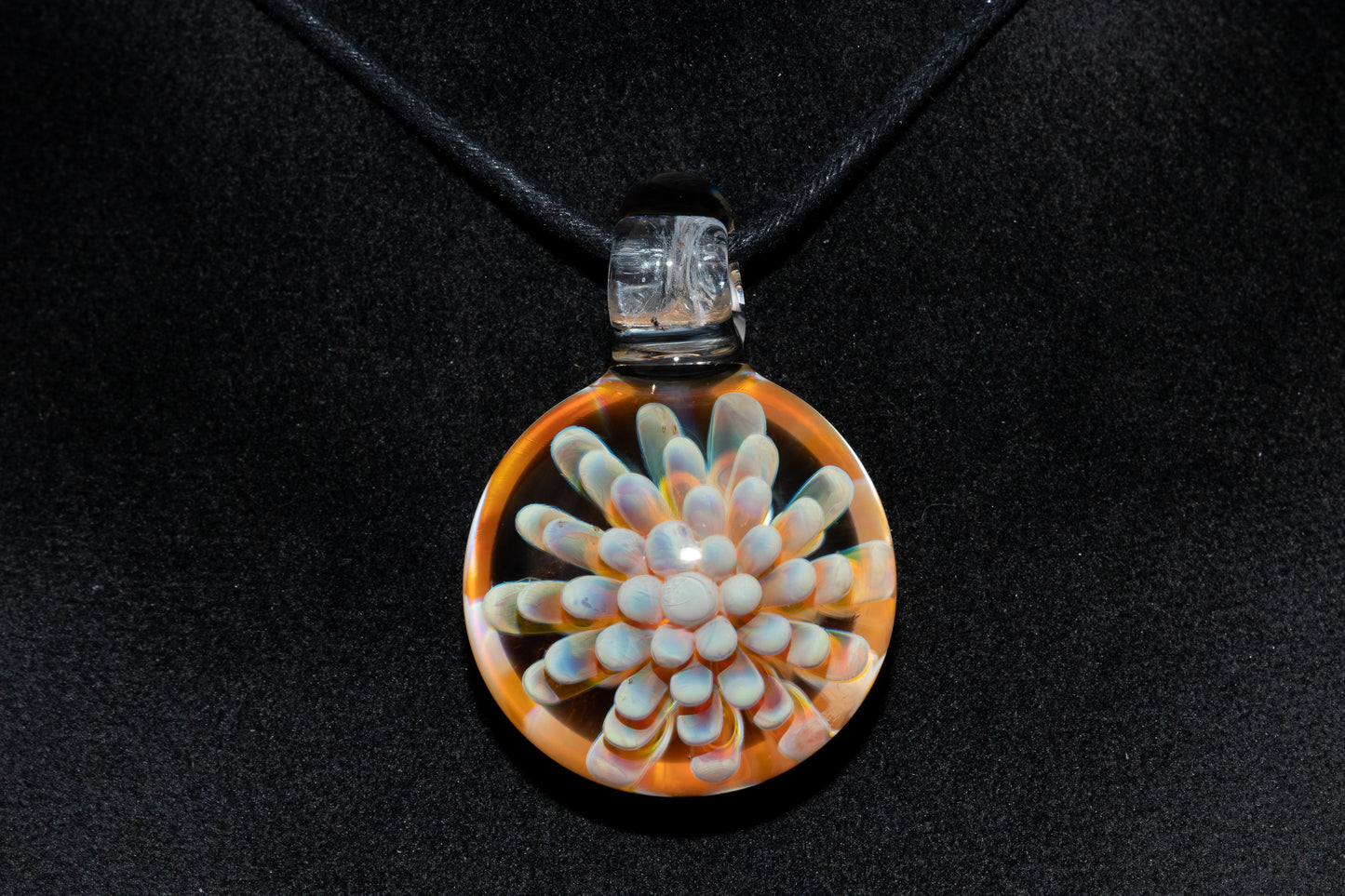 Floral Nebula Glass Pendant | Space Sea Anemone Jewelry | Artisan Handmade Necklace | Colorful Glass Art