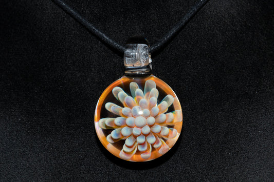 Floral Nebula Glass Pendant | Space Sea Anemone Jewelry | Artisan Handmade Necklace | Colorful Glass Art