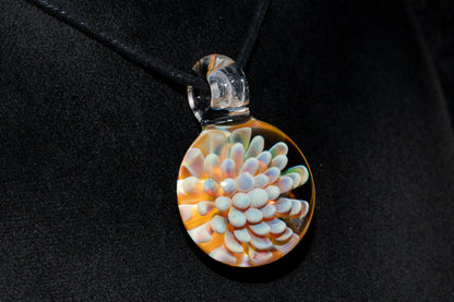 Floral Nebula Glass Pendant | Space Sea Anemone Jewelry | Artisan Handmade Necklace | Colorful Glass Art