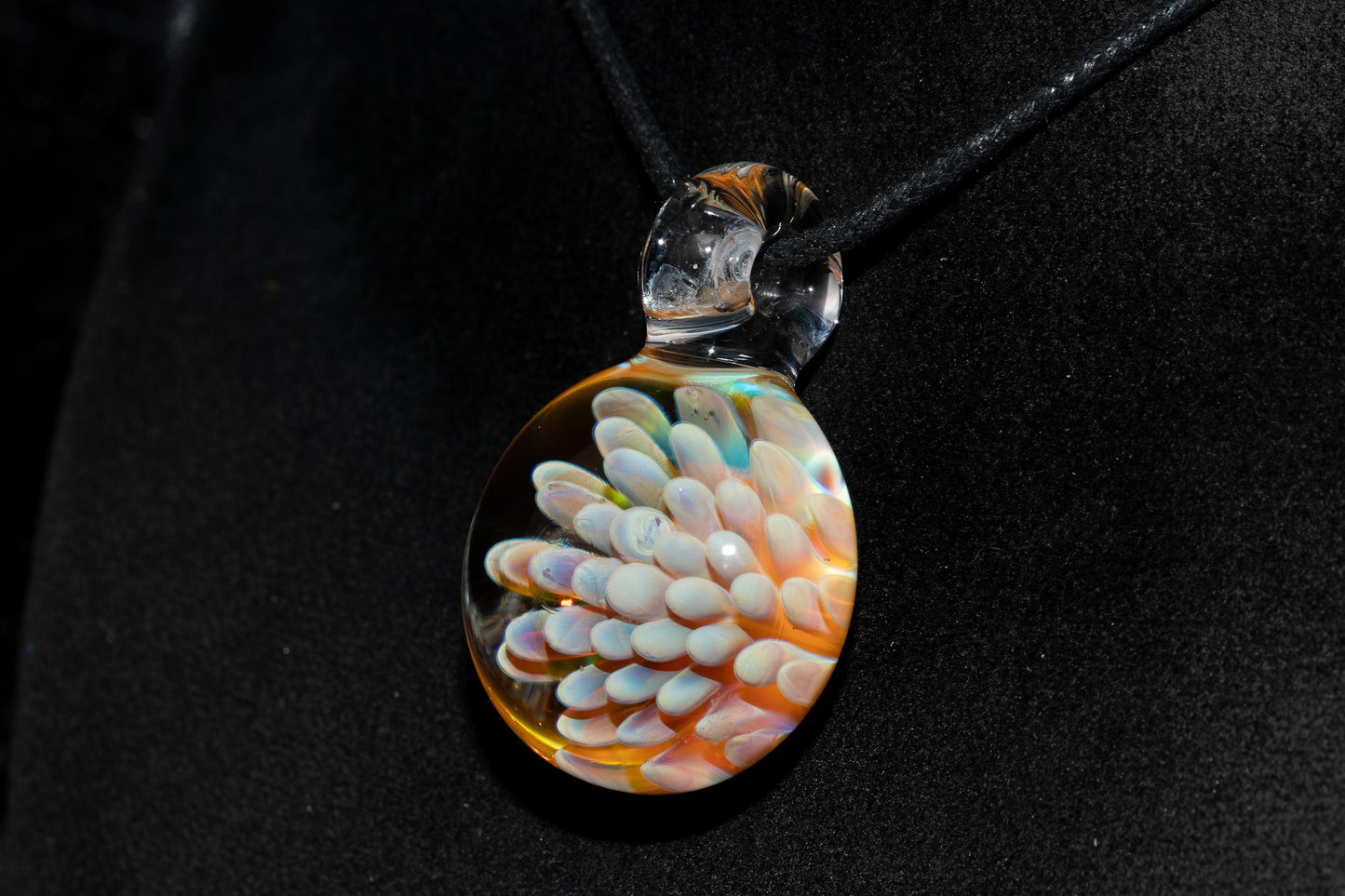 Floral Nebula Glass Pendant | Space Sea Anemone Jewelry | Artisan Handmade Necklace | Colorful Glass Art