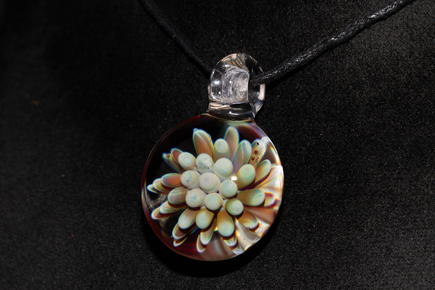 Dot Implosion Glass Pendant | Floral Galaxy Jewelry | Space Sea Anemone Necklace | Handmade Artisan Glass Art Gift