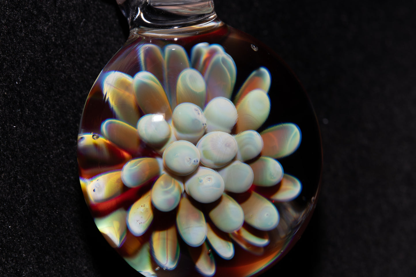 Dot Implosion Glass Pendant | Floral Galaxy Jewelry | Space Sea Anemone Necklace | Handmade Artisan Glass Art Gift