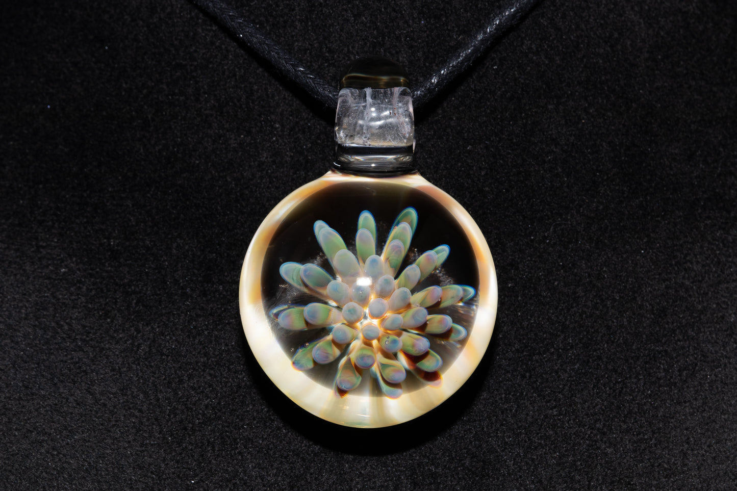 Galaxy Dot Implosion Pendant | Ocean-Inspired Glass Jewelry | Nebula Floral Necklace | Handblown Art Glass Gift