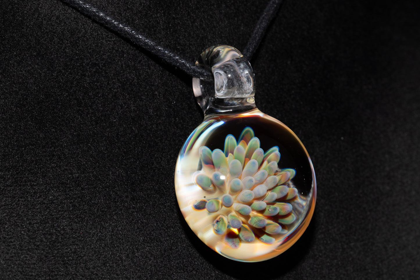 Galaxy Dot Implosion Pendant | Ocean-Inspired Glass Jewelry | Nebula Floral Necklace | Handblown Art Glass Gift