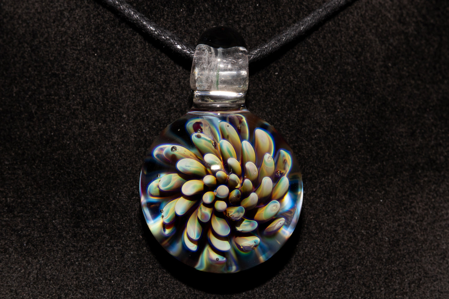 Dot Implosion Glass Pendant | Floral Galaxy Jewelry | Space Sea Anemone Necklace | Handmade Artisan Glass Art Gift
