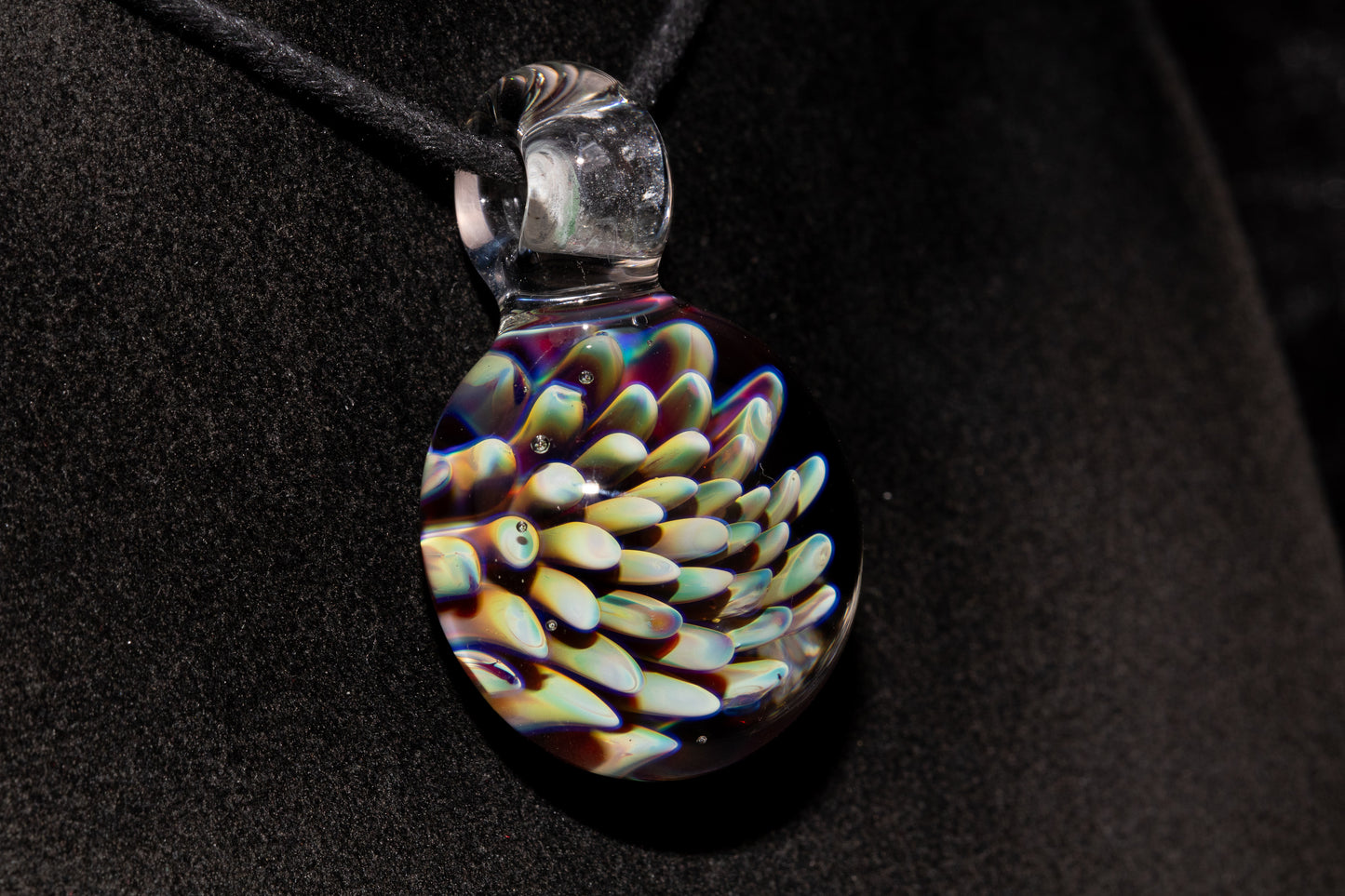 Dot Implosion Glass Pendant | Floral Galaxy Jewelry | Space Sea Anemone Necklace | Handmade Artisan Glass Art Gift