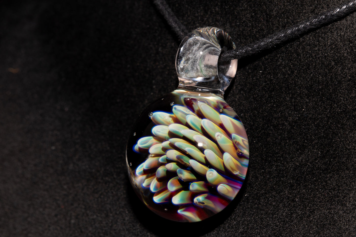 Dot Implosion Glass Pendant | Floral Galaxy Jewelry | Space Sea Anemone Necklace | Handmade Artisan Glass Art Gift