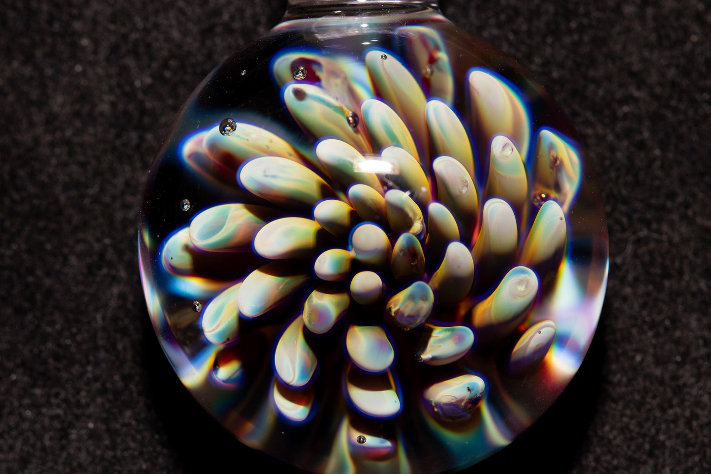 Dot Implosion Glass Pendant | Floral Galaxy Jewelry | Space Sea Anemone Necklace | Handmade Artisan Glass Art Gift