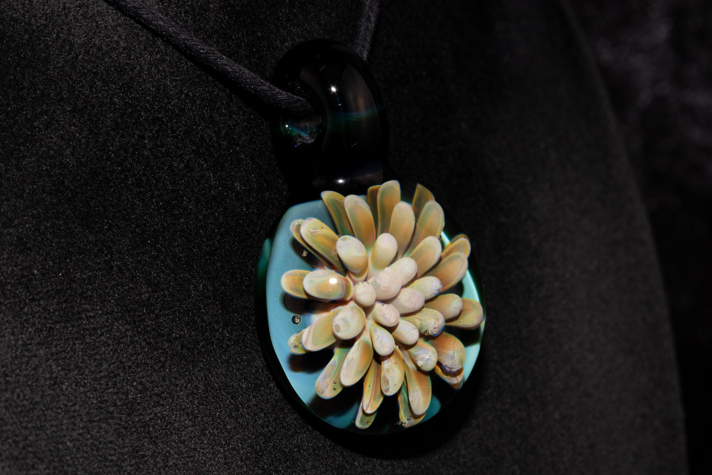 Floral Nebula Glass Pendant | Space Sea Anemone Jewelry | Artisan Handmade Necklace | Colorful Glass Art