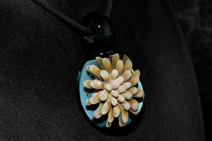 Floral Nebula Glass Pendant | Space Sea Anemone Jewelry | Artisan Handmade Necklace | Colorful Glass Art
