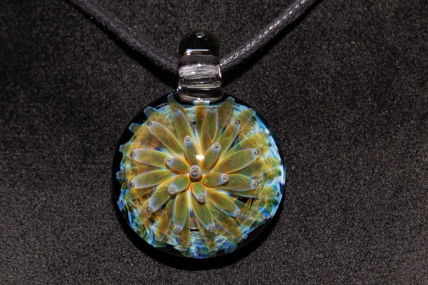 Air Trap Implosion Glass Pendant | Floral Galaxy Necklace | Space Anemone Jewelry | Handmade Nebula Pendant | Artisan Glass Art
