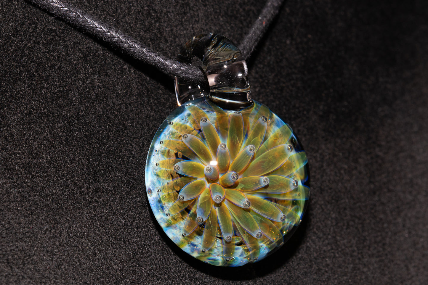 Air Trap Implosion Glass Pendant | Floral Galaxy Necklace | Space Anemone Jewelry | Handmade Nebula Pendant | Artisan Glass Art