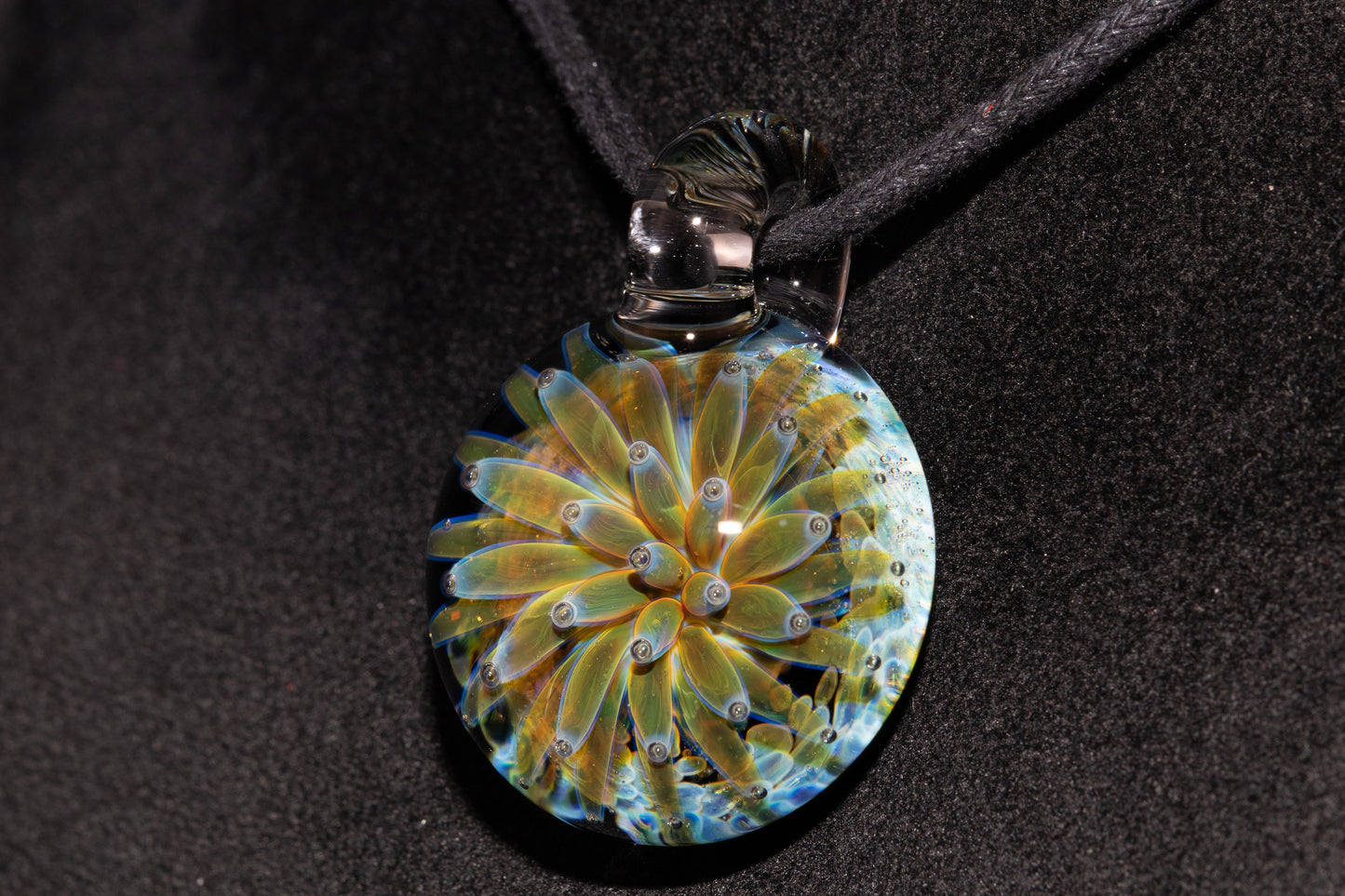 Air Trap Implosion Glass Pendant | Floral Galaxy Necklace | Space Anemone Jewelry | Handmade Nebula Pendant | Artisan Glass Art