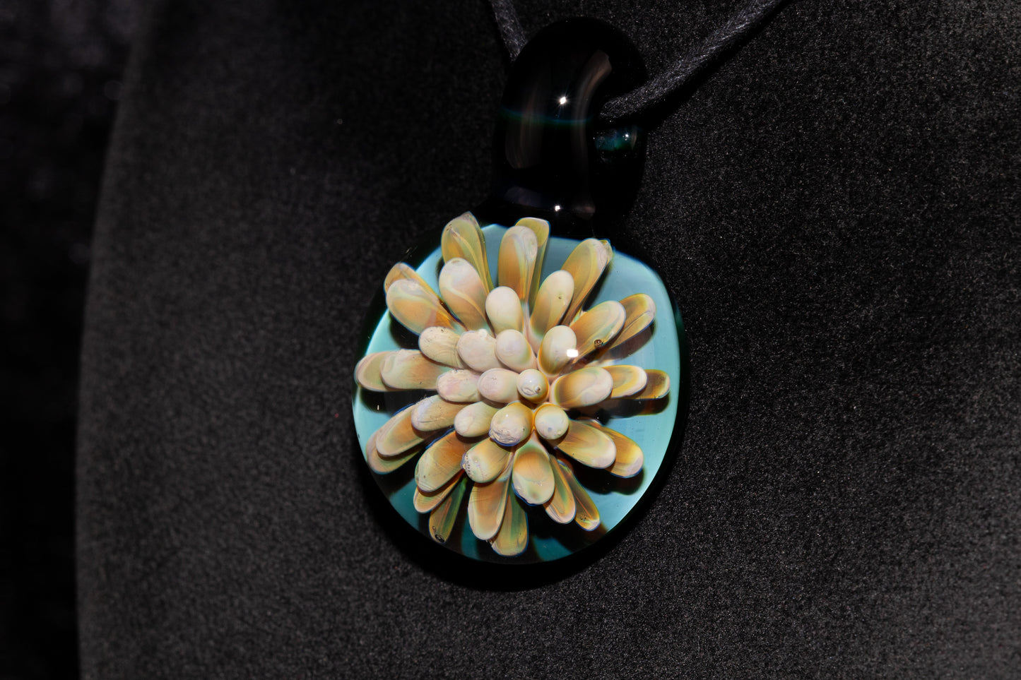 Floral Nebula Glass Pendant | Space Sea Anemone Jewelry | Artisan Handmade Necklace | Colorful Glass Art