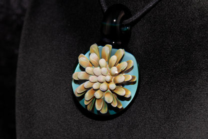 Floral Nebula Glass Pendant | Space Sea Anemone Jewelry | Artisan Handmade Necklace | Colorful Glass Art