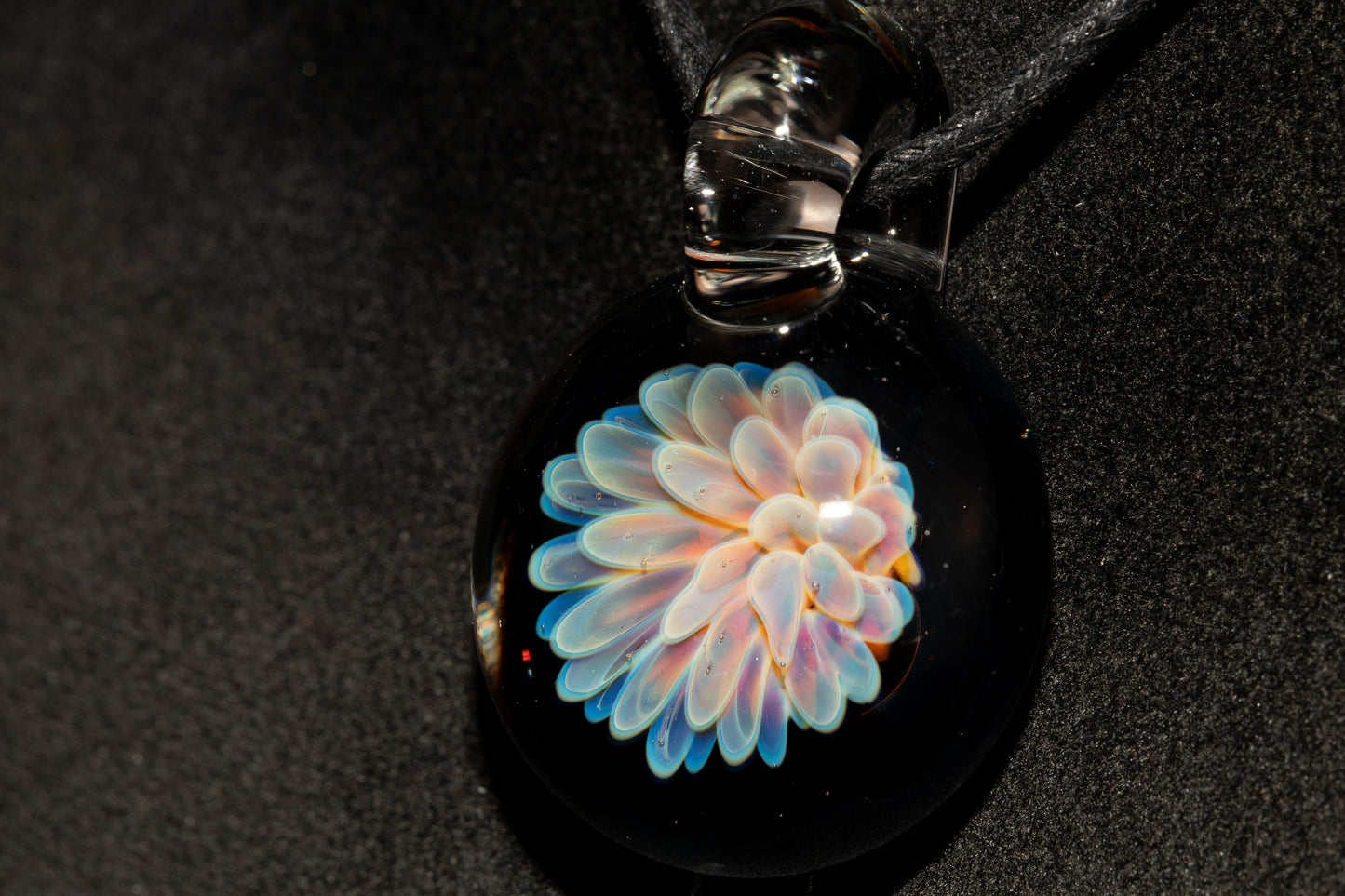 Cosmic Dot Implosion Pendant | Galaxy Floral Glass Necklace | Sea Anemone Inspired Jewelry | Handcrafted Art Glass
