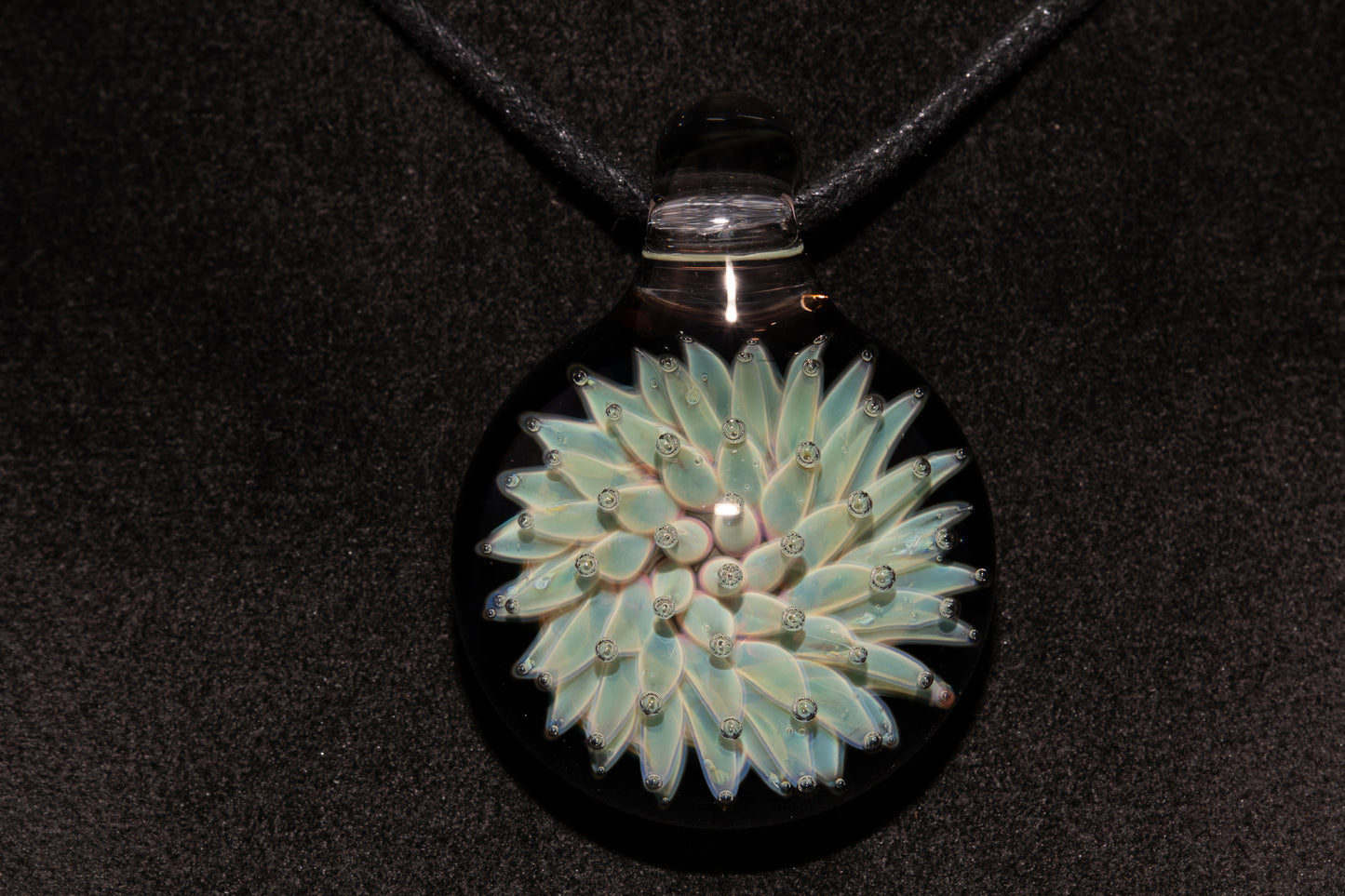 Air Trap Implosion Glass Pendant | Floral Galaxy Necklace | Space Anemone Jewelry | Handmade Nebula Pendant | Artisan Glass Art
