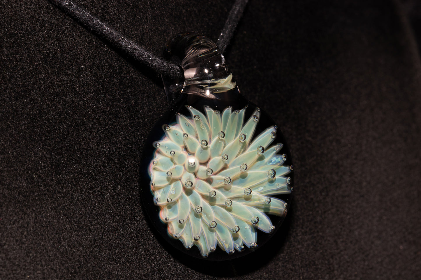 Air Trap Implosion Glass Pendant | Floral Galaxy Necklace | Space Anemone Jewelry | Handmade Nebula Pendant | Artisan Glass Art