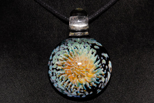 Dahlia Flower Glass Pendant Handmade Necklace Artisan Jewelry Collector Art Gift