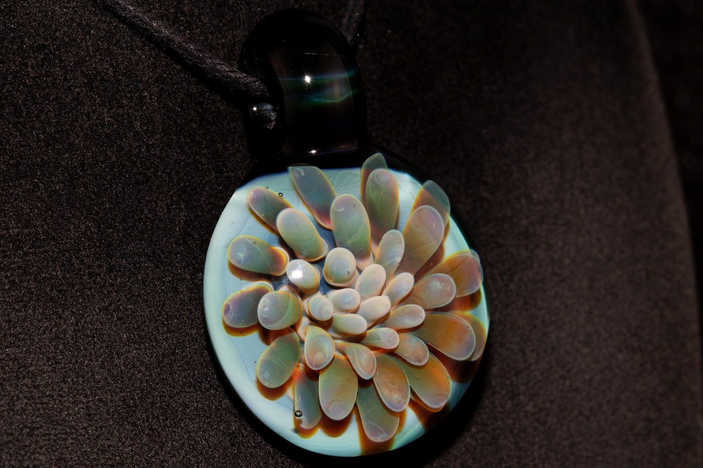Cosmic Dot Implosion Pendant | Galaxy Floral Glass Necklace | Sea Anemone Inspired Jewelry | Handcrafted Art Glass