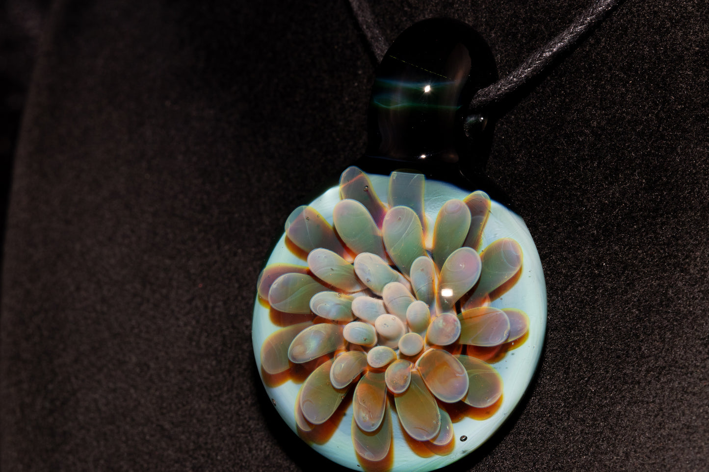 Cosmic Dot Implosion Pendant | Galaxy Floral Glass Necklace | Sea Anemone Inspired Jewelry | Handcrafted Art Glass