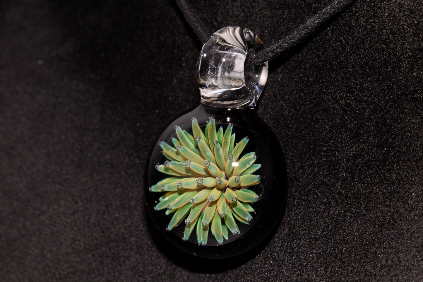 Floral Galaxy Glass Pendant | Space Anemone Necklace | Implosion Art Jewelry | Air Trap Nebula Pendant | One of a Kind Glass