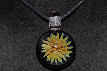 Handmade Glass Pendant | Air Trap Implosion Jewelry | Galaxy Flower Necklace | Space Nebula Art | Unique Artisan Pendant
