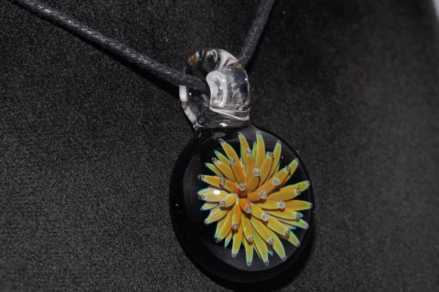 Handmade Glass Pendant | Air Trap Implosion Jewelry | Galaxy Flower Necklace | Space Nebula Art | Unique Artisan Pendant