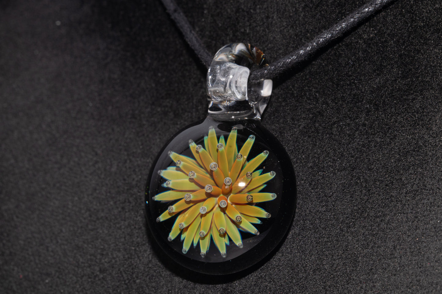 Handmade Glass Pendant | Air Trap Implosion Jewelry | Galaxy Flower Necklace | Space Nebula Art | Unique Artisan Pendant
