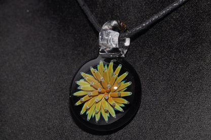 Handmade Glass Pendant | Air Trap Implosion Jewelry | Galaxy Flower Necklace | Space Nebula Art | Unique Artisan Pendant