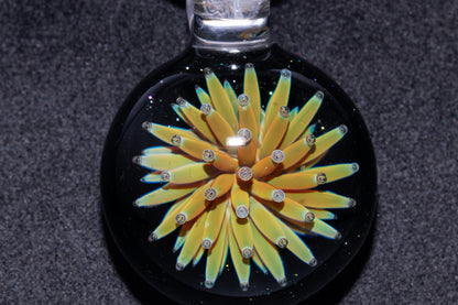 Handmade Glass Pendant | Air Trap Implosion Jewelry | Galaxy Flower Necklace | Space Nebula Art | Unique Artisan Pendant