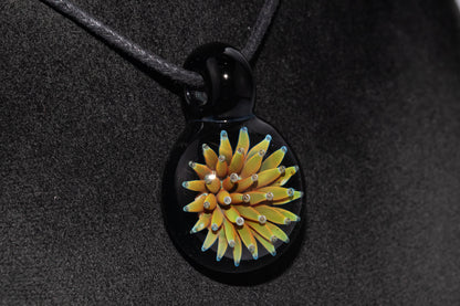 Nebula Glass Pendant | Air Trap Implosion Jewelry | Floral Space Necklace | Galaxy Anemone Pendant | Artisan Handmade Art