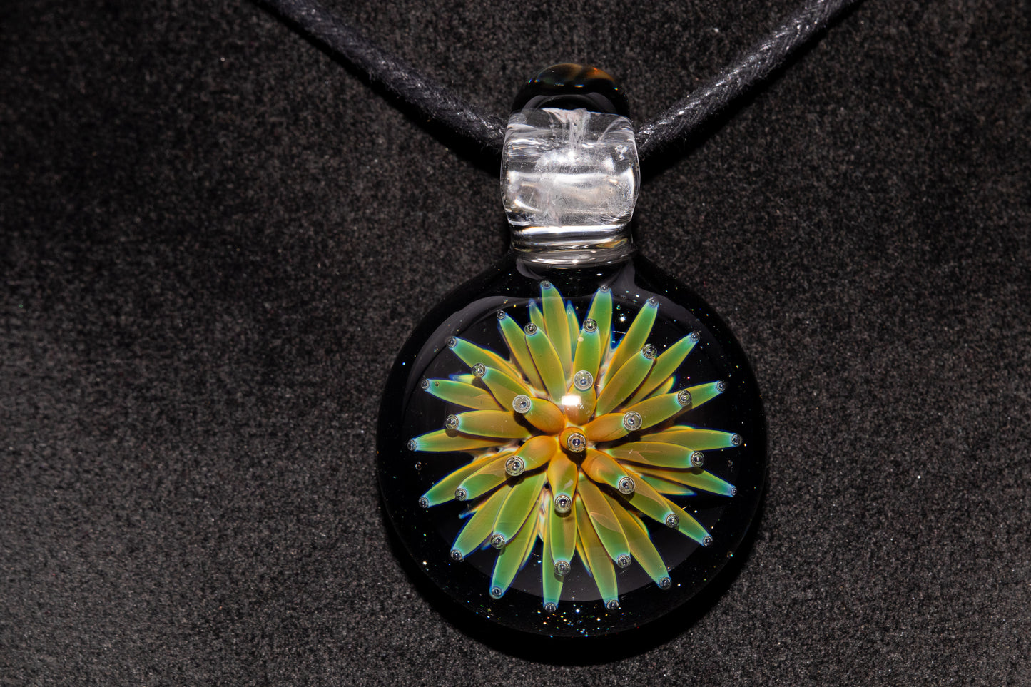 Nebula Glass Pendant | Air Trap Implosion Jewelry | Floral Space Necklace | Galaxy Anemone Pendant | Artisan Handmade Art