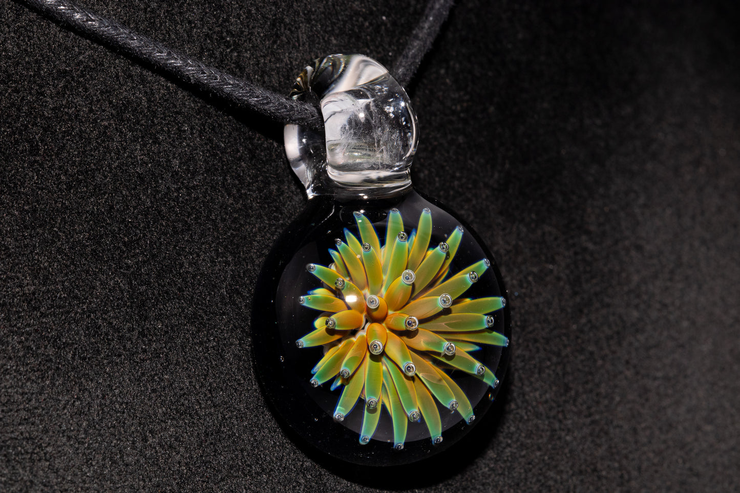 Nebula Glass Pendant | Air Trap Implosion Jewelry | Floral Space Necklace | Galaxy Anemone Pendant | Artisan Handmade Art