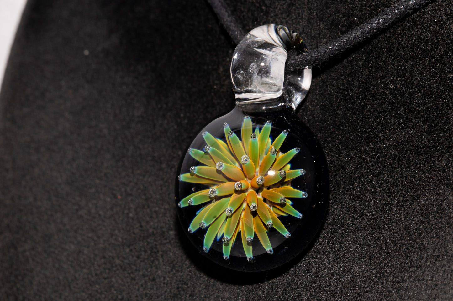 Nebula Glass Pendant | Air Trap Implosion Jewelry | Floral Space Necklace | Galaxy Anemone Pendant | Artisan Handmade Art