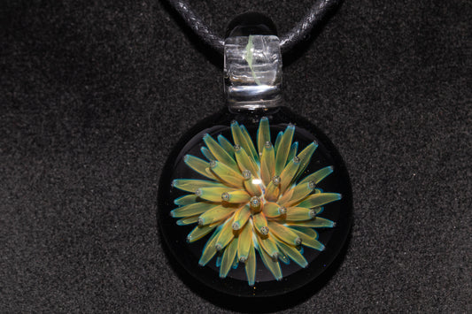 Nebula Glass Pendant | Air Trap Implosion Jewelry | Floral Space Necklace | Galaxy Anemone Pendant | Artisan Handmade Art